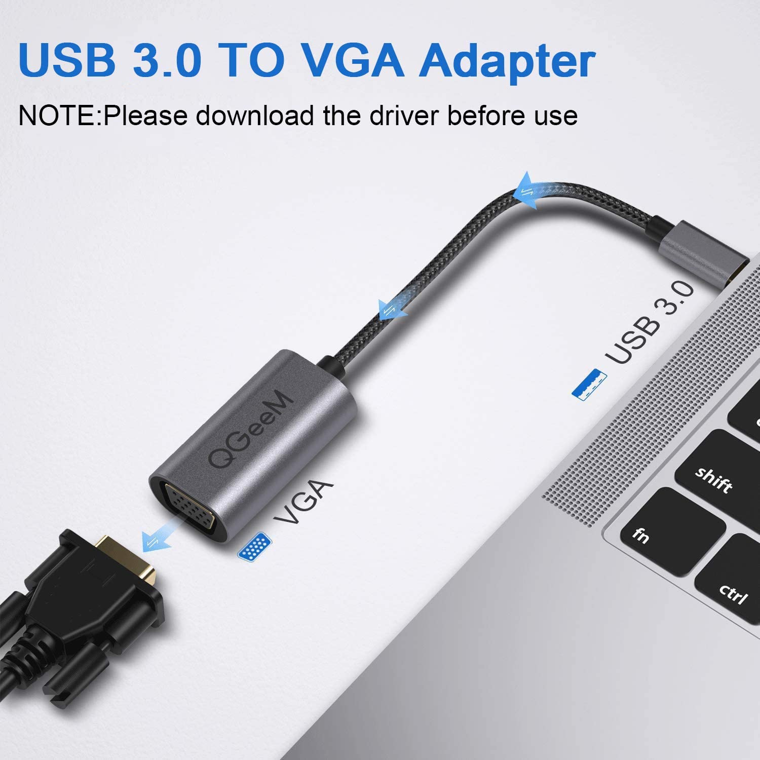 QGeeM USB 3.0 to VGA Adapter - QGeeM
