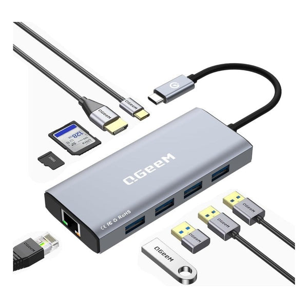 Tymyp 9 in 1 USB C Hub, USB C Docking Station, Dock with 4K@30Hz HDMI, 3 x USB 3.0, USB C 3.0 Data, USB 2.0, 100W PD, SD/TF Card Reader Compatible wit : 9 in 1 USB C Hub,Tymyp USB C Adapter,Docking Station