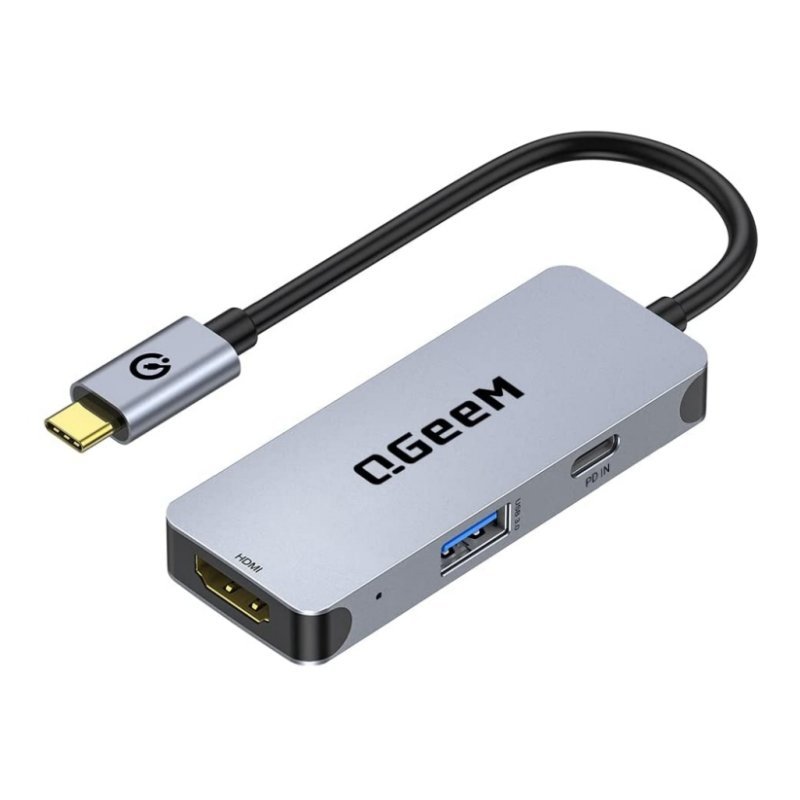 QGeeM USB C to HDMI Adapter 4K, 3 in 1 USB C Hub HDMI USB C Adapter, 100W Fast Charge, Compatible for MacBook Pro/Air/iPad Pro, Samsung Galaxy S10/S9, Surface 8 and More Type C Devices - QGeeM