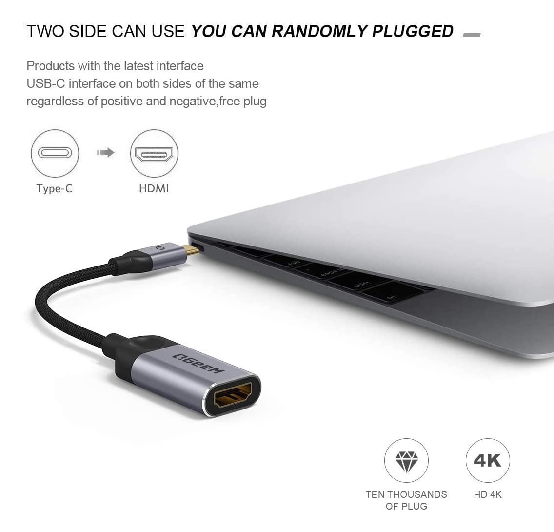 QGeeM USB C to HDMI Adapter-4K, Thunderbolt 3 - QGeeM