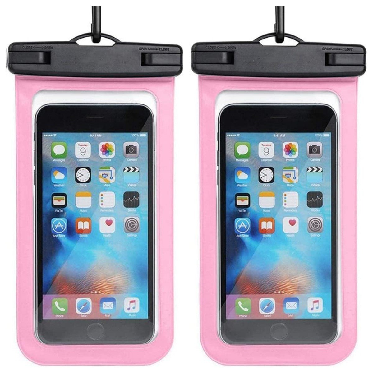 Waterproof Phone Pouch, Universal Case Compatible for iPhone 15 14 13 12 Pro Max Plus Up to 8.3", IPX8 Beach Travel Essentials-Black-2 Pack - QGeeM